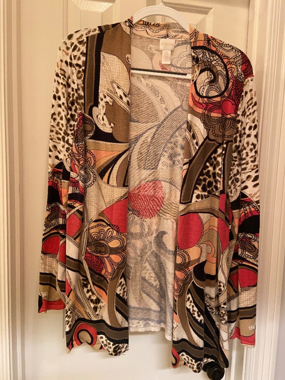 Chico’s long sleeve cotton/rayon cardigan